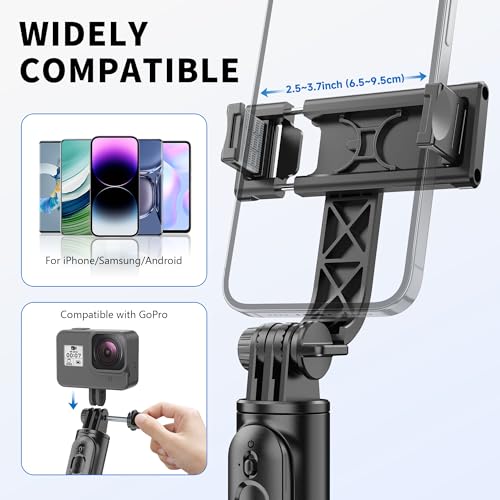 Selfie Stick Tripod, All in One Extendable & Portable iPhone Tripod Selfie Stick with Wireless Remote Compatible with iPhone 16 15 14 13 12 11 pro Xs Max 8 7, Galaxy Note10/S20/S10/OnePlus 9/9 PRO etc