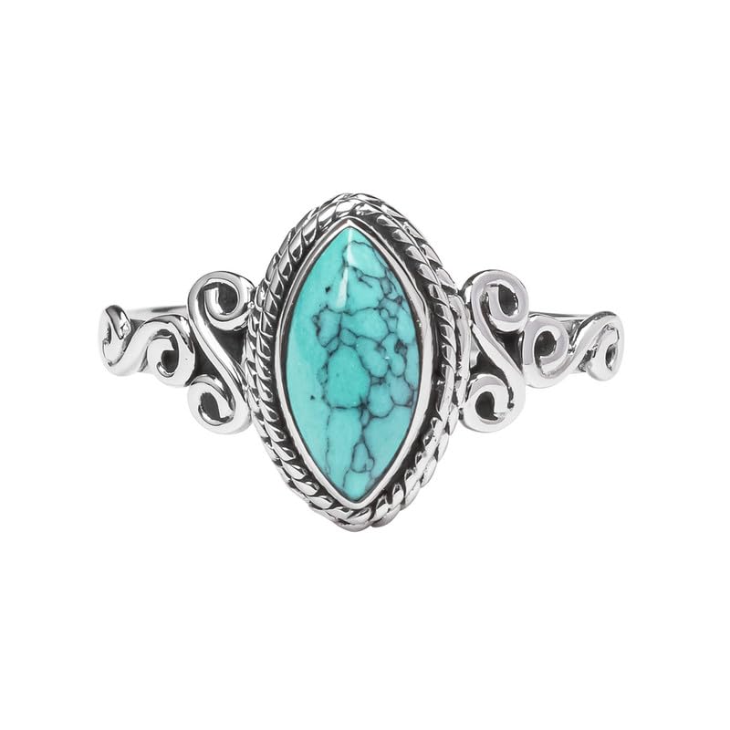 Turquoise Stone Ring 925 Sterling Silver Statement Ring For Women and Girls Handmade Rings Natural Gemstone Ring Promise Ring For Christmas Size US 6 Gift For Her