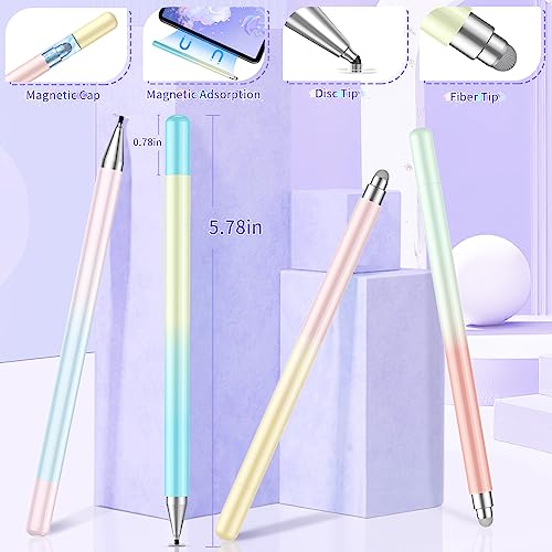 Stylus Pens for Touch Screens, High Precision 2-in-1 Disc Stylus Pen with Magnetic Adsorption, Compatible with iPad/iPhone/Tablets/Android and All Capacitive Touch Screens (Blue Light Yellow)