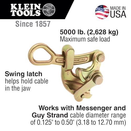 Klein Tools 1604-20L Grip, Made in USA, Haven's Grip Wire Pulling Tool with Swing Latch Wire to 0.125-Inch, Maximum 5000-Pound