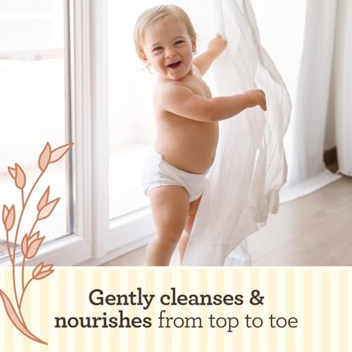 Aveeno Baby Daily Moisture Gentle Body Wash & Shampoo with Oat Extract, 2-in-1 Baby Bath Wash & Hair Shampoo, Tear- & Paraben-Free for Hair & Sensitive Skin, Lightly Scented, 18 fl. oz