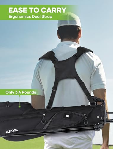 Small Golf Bag, 3 Divider Fit Up to 8 Clubs, Golf Stand Bag with Rain Cover, Easy to Carry and Durable Pitch n Putt Golf Bag, Lightweight Golf Bag with Strap and Stand for Men n Women