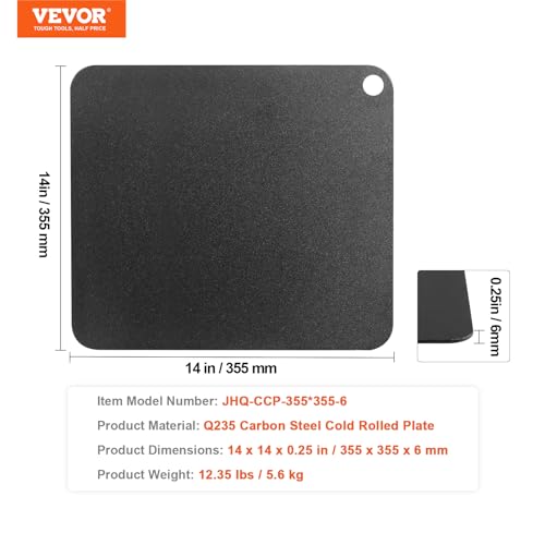 VEVOR Pizza Steel, 13.5" x 10" x 1/4" Pizza Steel Plate for Oven, Pre-Seasoned Carbon Steel Pizza Baking Stone with 20X Higher Conductivity, Heavy Duty Pizza Pan for Outdoor Grill, Indoor Oven