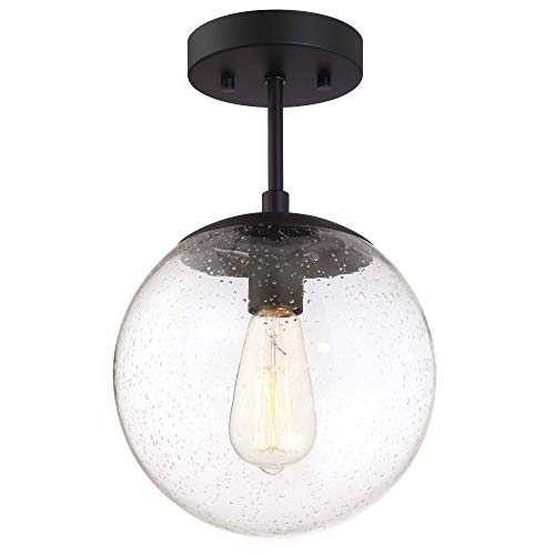 Design House 588517-SG Gracelyn Modern Indoor Dimmable Semi-Flush Ceiling Light with Clear Seedy Glass Globe Shade for Kitchen Hallway Bedroom, Satin Gold