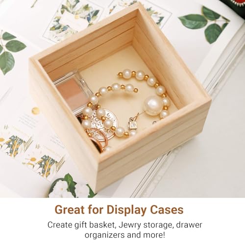 CALPALMY (12 Pack 4'' x 4'' Rustic Wooden Box Storage Organizer Unfinished Small Craft Wooden Box for Collectibles Home Venue Decor Succulents