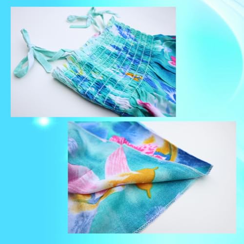 Flenwgo Girls Sunflower Dresses Floral Sleeveless Sling Beach Sundress with Necklace Sunflower Black US 11-12T