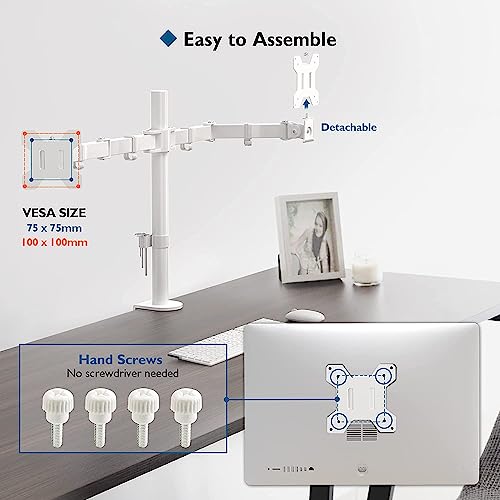 BONTEC Dual Monitor Desk Mount, Monitor Stand for 13–27 Inch LCD LED 2 Monitors, Ergonomic Full Motion Heavy Duty Double Arms Hold up to 22 lbs, VESA 75x75/100x100 mm