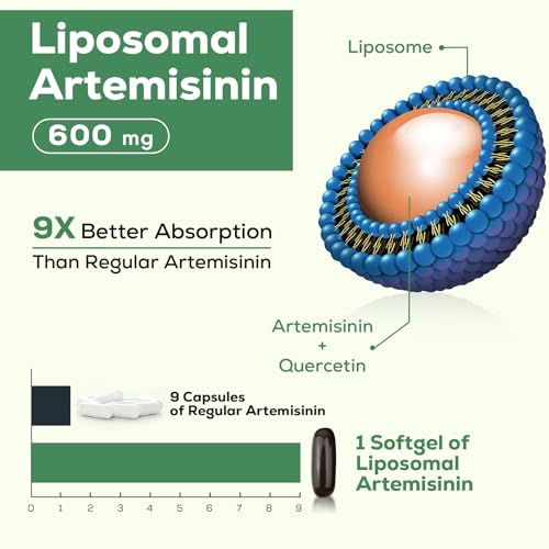 Osasuna 900 mg Liposomal Artemisinin for Maximum Absorption, Sweet Wormwood Extract(Artemisia Annua) with Quercetin Phytosome 200 mg, 60 Softgels - 2 Months Supply