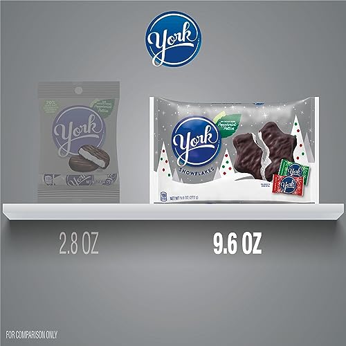 YORK Dark Chocolate Peppermint Patties Snowflakes, Christmas Candy Bag, 9.6 oz