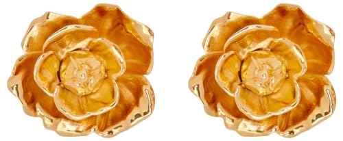 Oscar de la Renta, Gardenia Stud Earrings, Gold