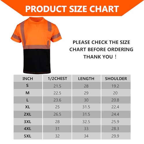 FONIRRA Hi Vis Safety T Shirt for Men Class 2 ANSI Reflective High Visibility Short Sleeves Work Shirt with Black Bottom(Blue,S)