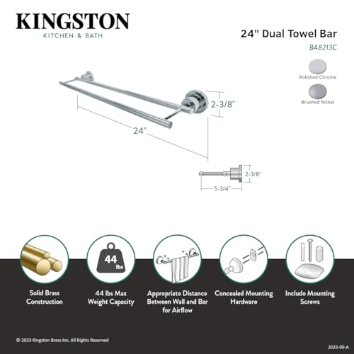 Kingston Brass BA8213SN Concord Dual Towel-Bar, 24-Inch, Brushed Nickel