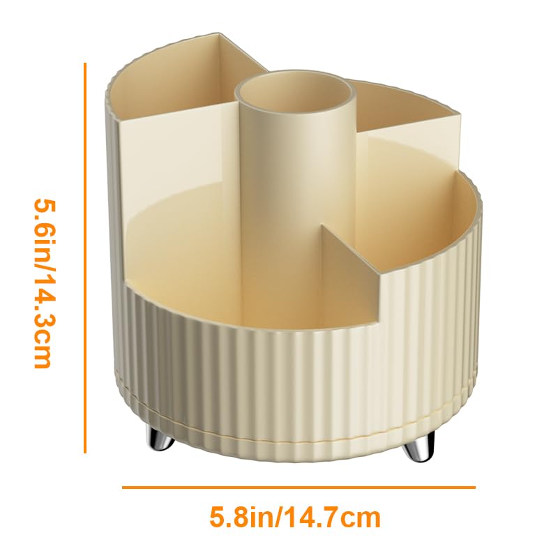 Makeup Organizer for Vanity, 360° Rotating Makeup Organizer, Large Capacity Cosmetic Display Case, Cosmetic Organizer with Brush Holder for Lotion Lipsticks Skincare and Hold All Your Makeup Products
