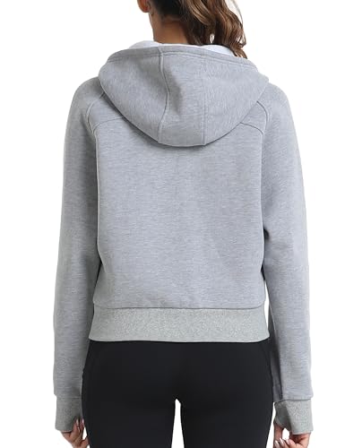 MoFiz Zip Up Hoodies for Women Warm and Cozy Full Zip up Sherpa Fleece Lined Hoodies for Women Winter Dark Gray X-Small