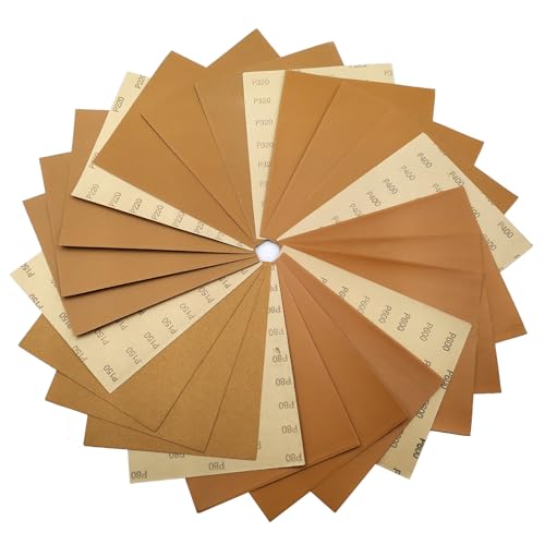 LYFJXX 24PCS Sand Paper Variety Pack, 9 x 11 Inch 80,150,220, 320, 400, 600 Grit Sandpaper Assortment, Sandpaper for Metal, Wet Dry Sandpaper