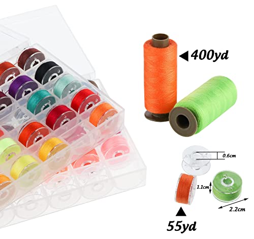 ilauke 72 Pcs Sewing Thread 700 Yards, 36 Colors Prewound Bobbins Thread for Sewing, Polyester Sewing Machine Threads for Brother Singer Janome with Sewing Supplies