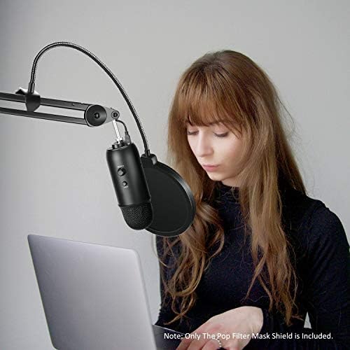 Neewer Professional Microphone Pop Filter Shield Compatible with Blue Yeti and Any Other Microphone, Dual Layered Wind Pop Screen With A Flexible 360 Degree Gooseneck Clip Stabilizing Arm