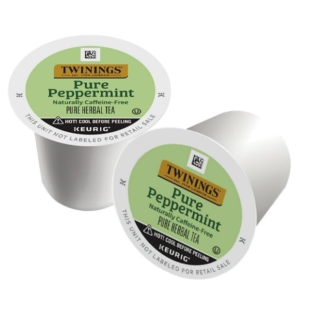 Twinings Pure Peppermint Herbal Tea K-Cup Pods for Keurig, 24 Count (Pack of 2), Made with 100% Pure Peppermint, Naturally Caffeine-Free, Enjoy Hot or Iced