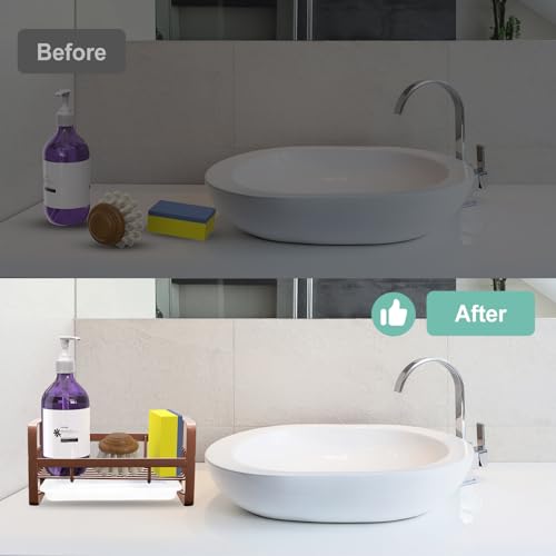 VANTEN Kitchen Sink Caddy Sponge Holder, Sponge Holder for Kitchen Sink, Sink Organizer, Soap Dish Dispenser Brush Holder Storage Home & Kitchen Accessories