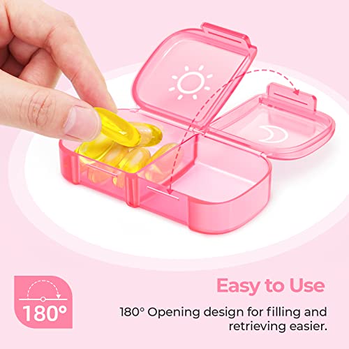 AUVON XL Weekly Pill Organizer 2 Times a Day with One-Side Large Opening Design for Easy Filling, AM PM Pill Box 7 Day, Portable Travel Pill Case for Medication, Vitamins, Fish Oils, Supplements