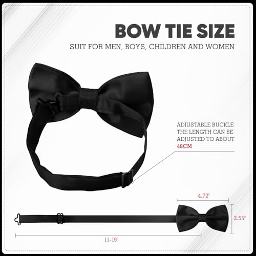 Men Bow Tie Adjustable Length Wedding Male Fashion Boys Satin Bowties one size Navy