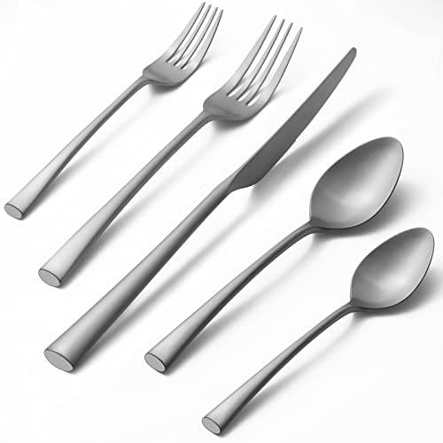 Alata Potter 65-Piece Forged Silverware Set, Service for 12 – Premium Stainless Steel Flatware Set, Modern Design with Satin Finish, Ideal for Home, Kitchen, Party, Camping