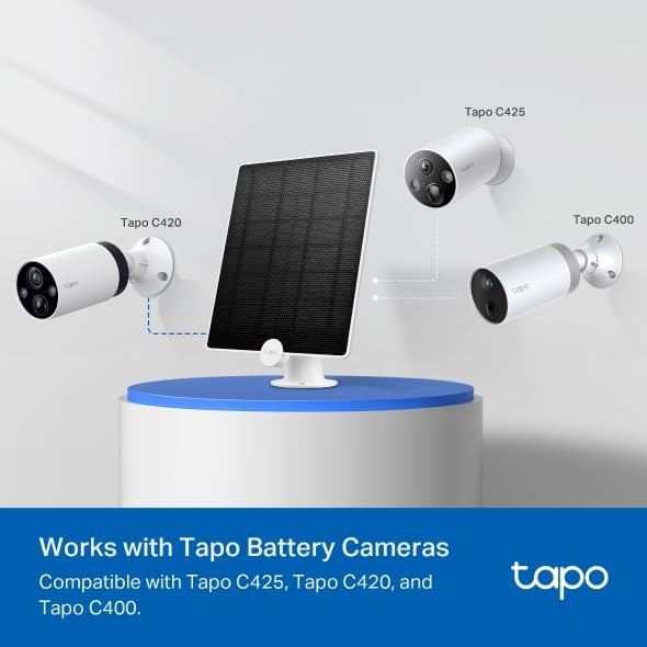 TP-Link Tapo Solar Panel A200, (Compatible with Tapo MagCam C425, Tapo C420, and Tapo C400), Long-Lasting Charging Power with High-Efficiency Solar Cells, IP65 Weatherproof, 360° Adjustable Angle