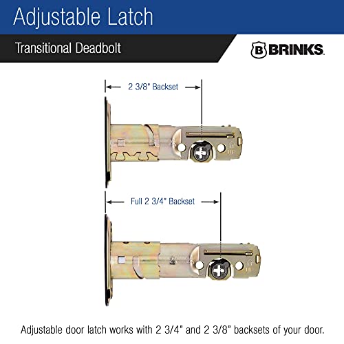 BRINKS Transitional Single Cylinder Deadbolt Lock, Door Lock Built for Residential Protection ANSI Grade 2 Security, Satin Nickel