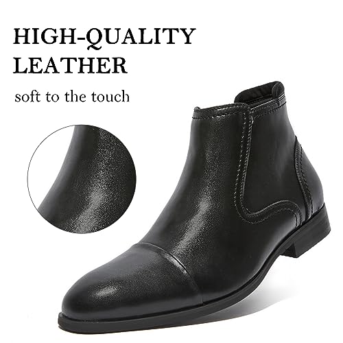 Brown Chelsea Boots Men Dress Boots with Zipper Casual Men's Leather Chelsea Ankle Boots KELLY11-BROWN-13A