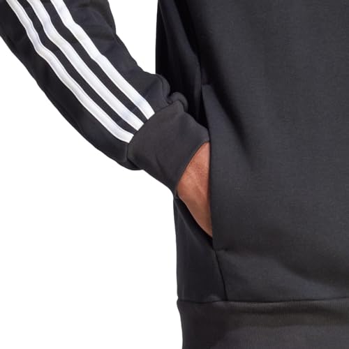 adidas Men's Essentials Fleece 3-Stripes Full-Zip, Black, Small