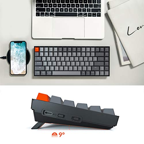 Keychron K2 75% Layout Bluetooth Mechanical Keyboard with Gateron G Pro Blue Switch/White LED Backlit/USB C/Anti Ghosting/N-Key Rollover/Compact 84 Key Wireless Keyboard for Mac Windows-Version 2