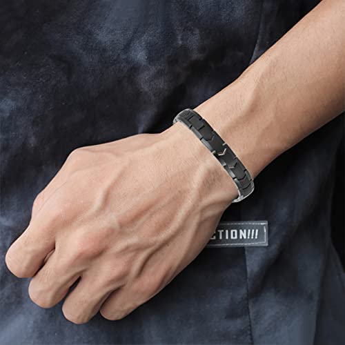 ®Magnetic Therapy Bracelets,Men's Titanium Magnetic Bracelets，Ultra Strength Magnetic Bracelets，Pure Titanium (Lightness),Eliminate Static Electricity (Black Bracelets)