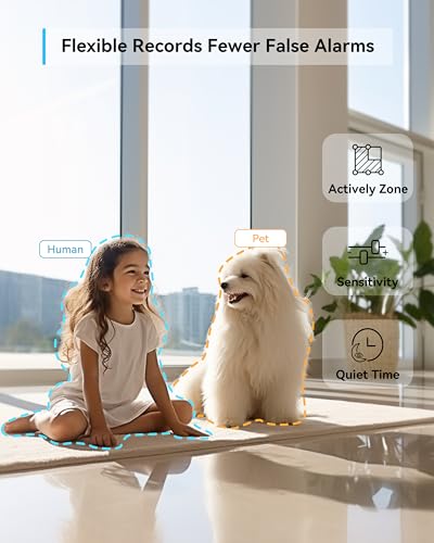 blurams Indoor Security Camera, 2K Pet Camera with 64GB Memory Card, Dog Camera with Phone App, Color Night Vision, One-Touch Call, AI Motion Detection, Work with Alexa(2.4GHz ONLY)