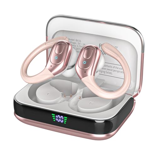 sajawass Wireless Earbuds Sport, 75H Playtime Bluetooth 5.3 Headphones, IP7 Waterproof Bluetooth Headphones for Running, Wireless in Ear Earphones for iOS/Android, Black