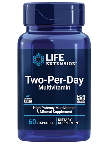 Life Extension Two-Per-Day Multivitamin - for Heart, Brain, Blood Vessel & Cellular Health – Essential Vitamins & Minerals for Well-Being - Two Per Day - Gluten-Free – Non-GMO – 60 Capsules