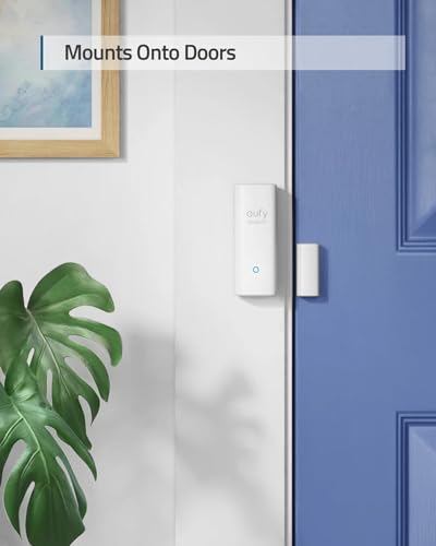 eufy Security Entry Sensor, Detects Opened and Closed Doors or Windows, Door Monitoring, Sends Alerts, Triggers Siren, 2-Year Battery Life, Indoor Use Only, Requires HomeBase, 24/7 Monitoring Optional