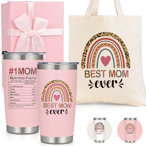 LiqCool Gifts for Mom - Birthday Day Gifts for Mom from Daughter Son, Unique Popular Christmas Mother's Day Gift Ideas for Wife, Best Mom Ever Tumbler Cup 20oz(Pink)