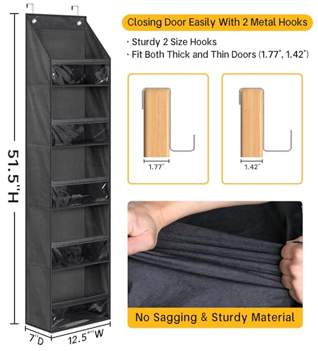 SLEEPING LAMB Narrow Door Hat Organizer for Baseball Caps, Baseball Hat Rack for Closet/Wall Hold 40 Hats Storage Holder Clear Hat Display (Black)