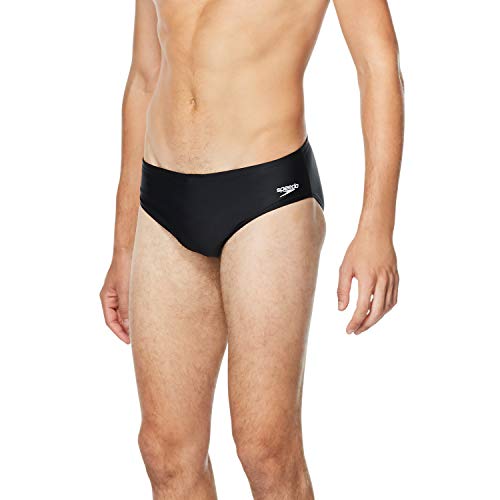 Speedo mens Swimsuit Powerflex Eco Solid Adult athletic swim briefs, New Black, 30 US