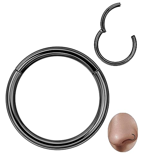 Vegolita 14G 16G 18G 20G 316L Stainless Steel Hinged Nose Rings Hoop for Women Men Septum Clicker Hinged Segment Ring Cartilage Helix Tragus Earring Lip Rook Conch Hoop 6-14MM Color 20G 7MM