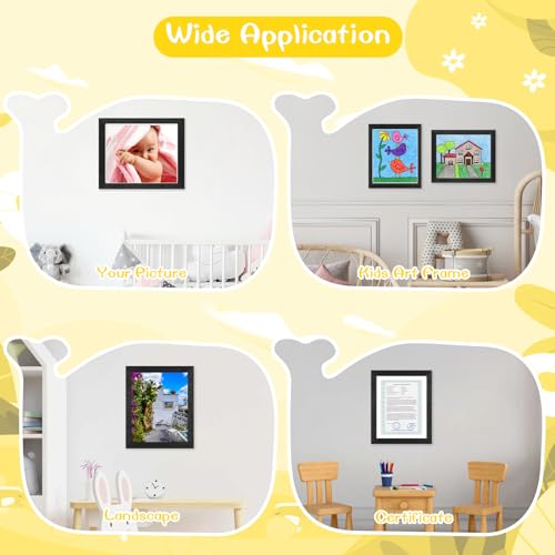 6 Pack Kids Art Frames Brown, 10x12.5 Child Artwork Display Frame Without Mat Changeable Front Opening, 8.5x11 Frame With Mat, Children Storage Frame Hold 50pcs Craft, Drawing, Art Project, Schoolwork