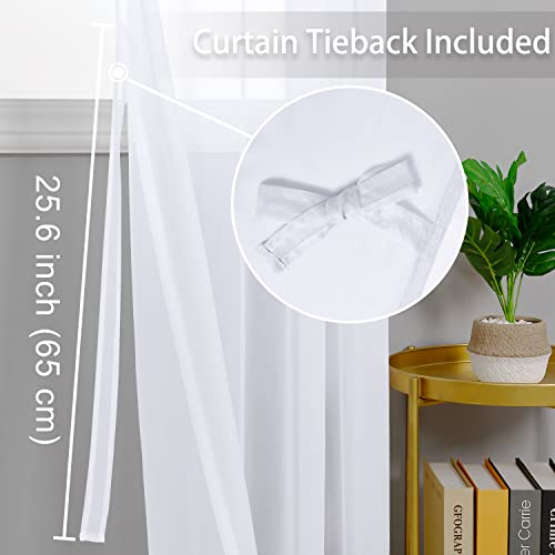 Hiasan Sheer Curtains 84 Inches Long with Tiebacks, Light Filtering Semi Transparent Lightweight Voile Grommet Window Curtains for Bedroom, Living Room, W52 x L84, Blush Pink, Set of 2 Drape Panels