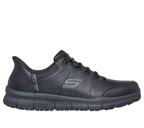 Skechers Men's Hands Free Slip Ins Nampa-Knotly Bungee Athletic SR Food Service Shoe, Black, 10
