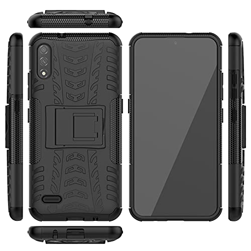 Phone Case for LG K22/K22+ Plus/K32 with Tempered Glass Screen Protector Cover and Stand Kickstand Hard Rugged Hybrid Protective Cell Accessories LGK22 K 22 LGK22plus LGK22case Cases Men Black Blue