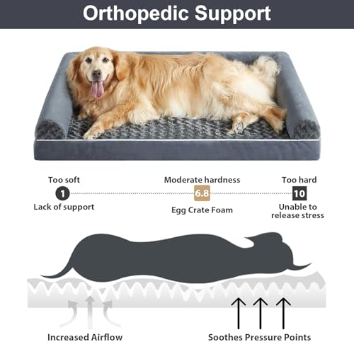 BFPETHOME Dog Beds for Large Dogs, Orthopedic Dog Bed for Medium Large Dogs,Big Waterproof Couch Dog Pet Bed with Removable Washable Cover