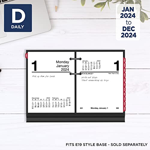 AT-A-GLANCE 2024 Daily Desk Calendar Refill, 3" x 3-3/4", Mini, Loose-Leaf (E9195024)