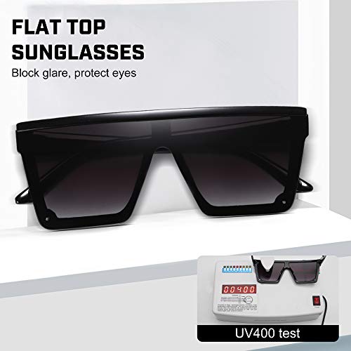 STORYCOAST Oversized Square Sunglasses for Women Men Fashion Siamese Lens Style Flat Top Shield Shades Light Brown-Gradient Brown Lens