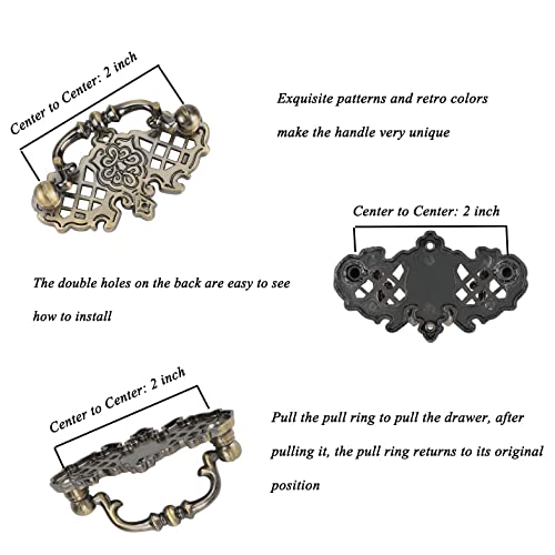 15 Pack Copper Drawer Pulls Vintage Cabinet Pulls Antique pulls for Dresser Closet Cupboard 2 inch Center to Center