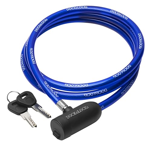 DocksLocks Weatherproof Security Cable Lock with Keys (5ft to 25ft Lengths) Anti-Theft for Kayak, Bike, Paddleboard, Scooter, Equipment, Bicycle 5ft