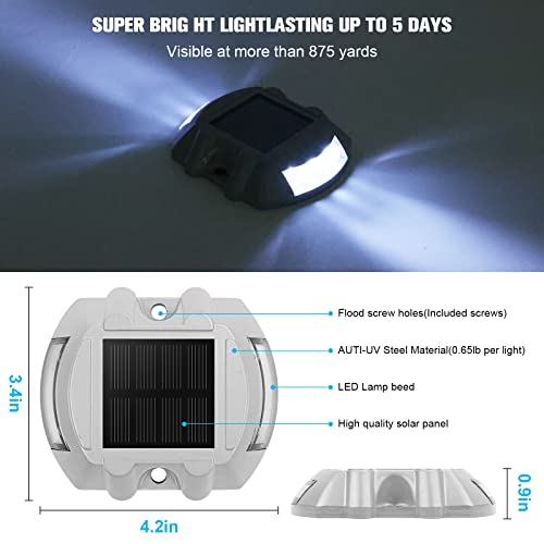 VOLISUN Solar Deck Lights Driveway Dock Lights, 4-Pack Led IP67 Waterproof Outdoor Warning Step Lights for Driveway Sidewalk Garden Pathway Yard(Green)